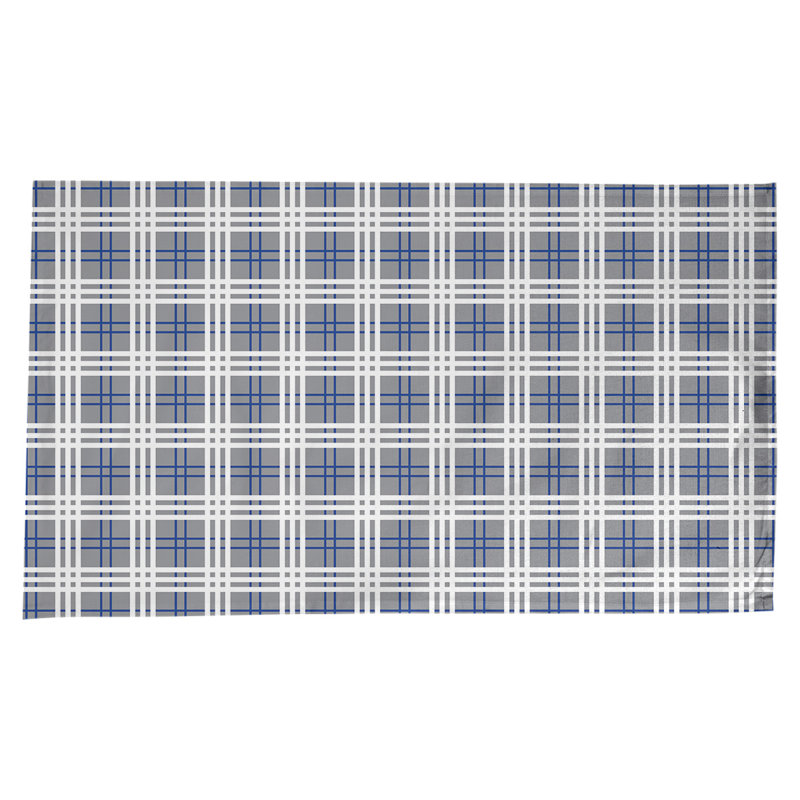 Nappe en mélange de coton à carreaux, Argent / Bleu / Blanc