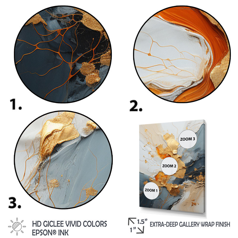Golden Sunrisre abstrait or et bleu nova - peinture abstraite sur toile, art mural, H 32 po x l 16 po x P 1 po