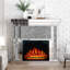 Ghita Casmey Mirrored Glass Electric Fireplace Crushed Diamond Home Decor