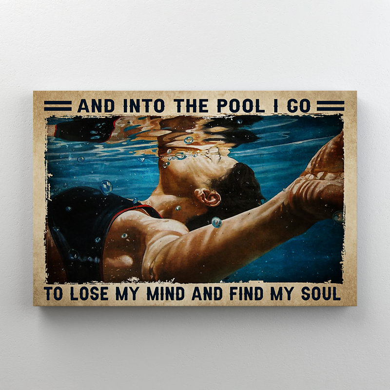 «Natation - et dans la piscine, je pars perdre mon esprit», reproduction d'art graphique sur toile tendue