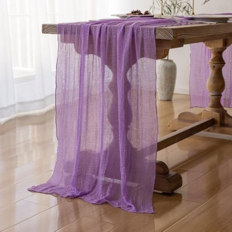 6Pcs Lilac Cheesecloth Table Runner 120 Inches for Party Home Décor