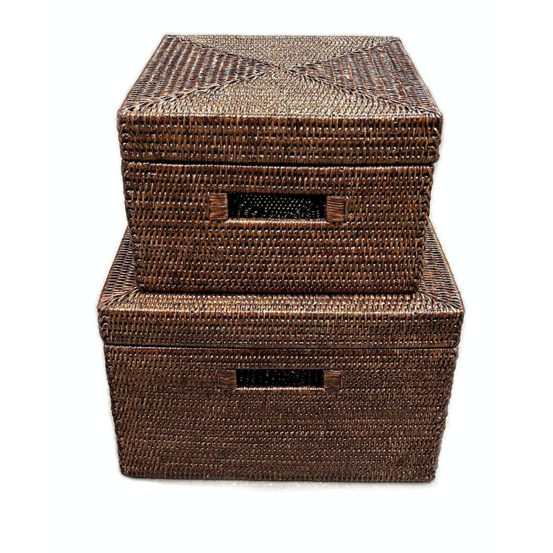 Wicker Decorative Basket Set, Antique Brown