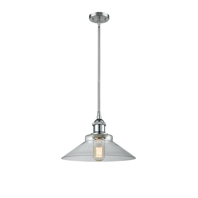 Newton St Loe 1 - Light Single Pendant, Polished Chrome, 3.5 Watt Vintage LED Bulb, Clear