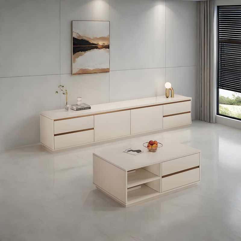 Modern Minimalist Coffee Table and TV Stand Set