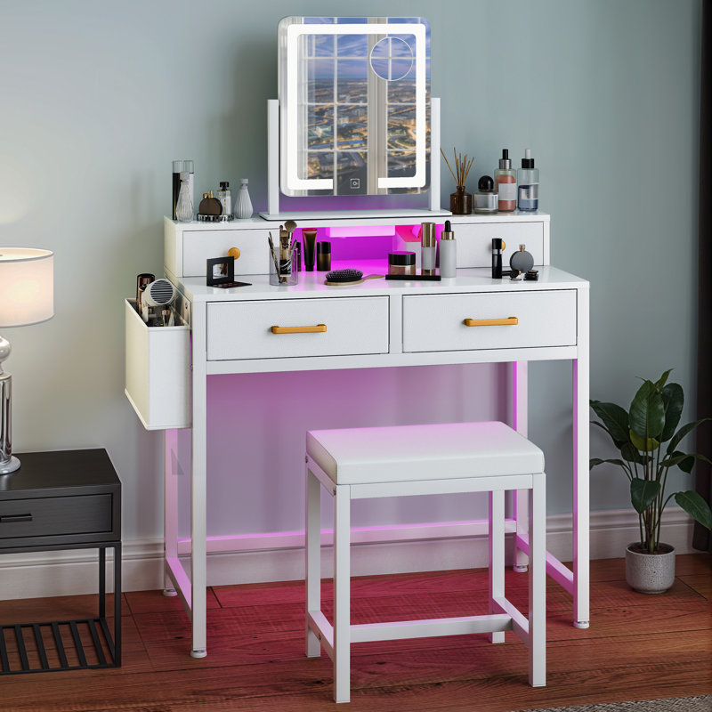 Bureau de coiffeuse avec miroir lumineux
