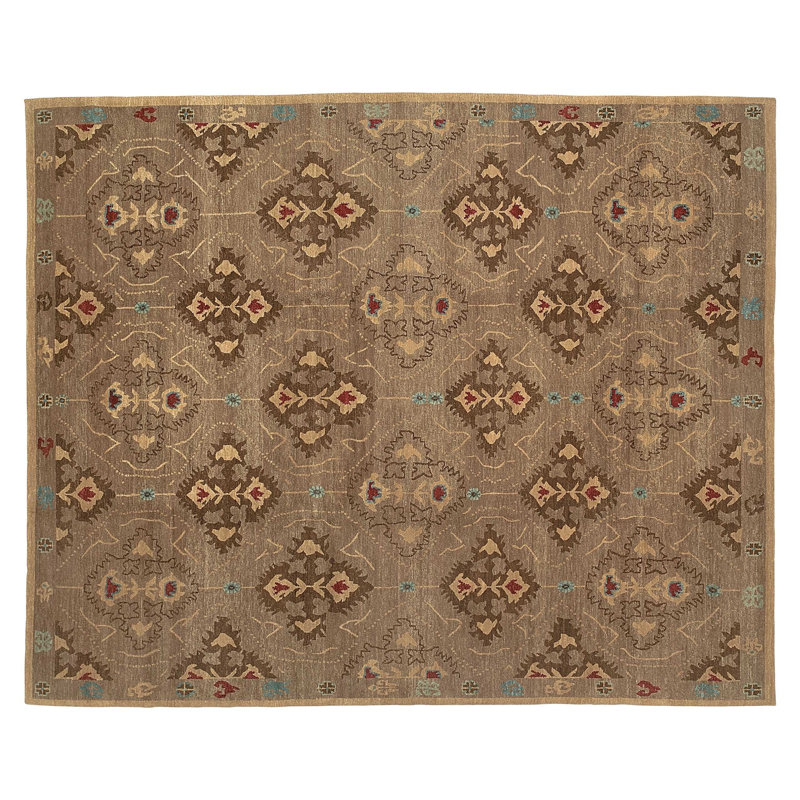 Samkara Wool Oriental Area Rug in Brown/Taupe, Rectangle 12' x 16'