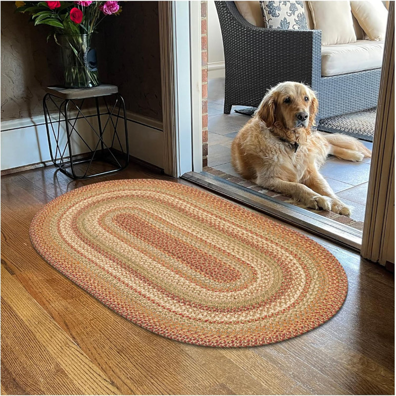 Dajohn Jute Braided Non-Shedding Country Brown/Cream Rug, Oval 1'8" x 2'6"