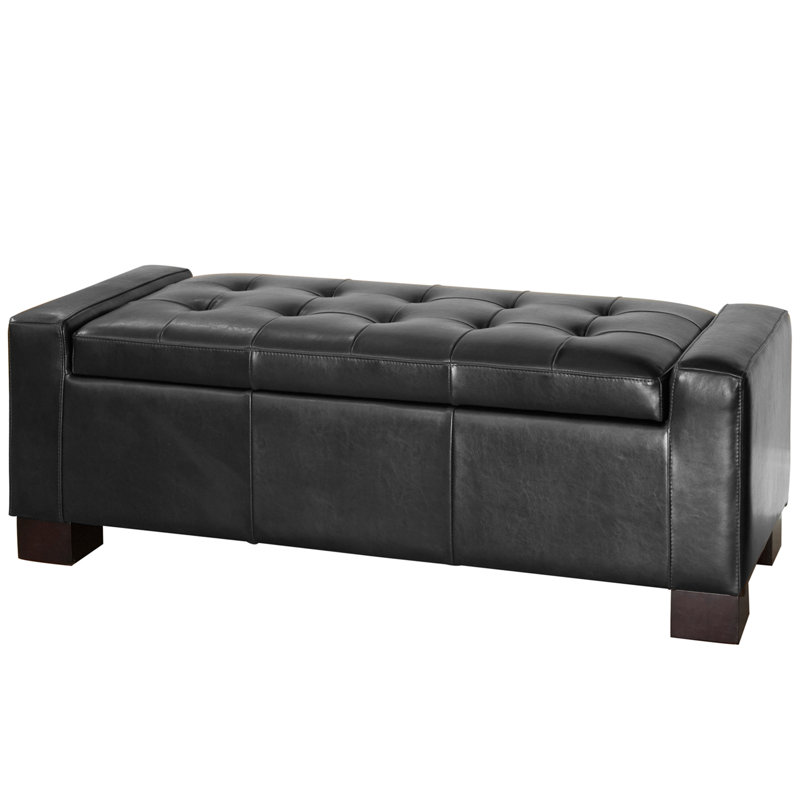 Banc de rangement en similicuir Helki, Noir