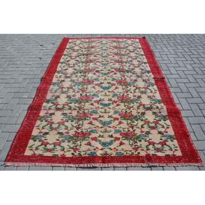 Boho Rug, 5.6x8.8 ft Large Rugs, Bedroom Rugs, Turkish Rugs, Red Wool Rugs, Modern Rug, Vintage Rug