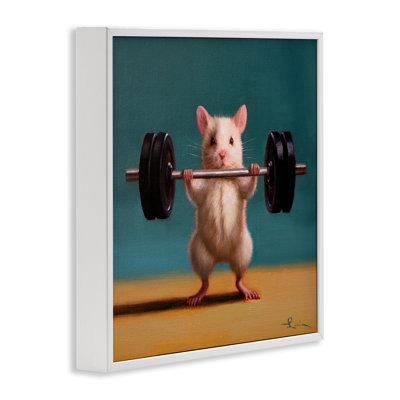 «Power Lifting Mouse», art de la giclée encadrée par Lucia Heffernan