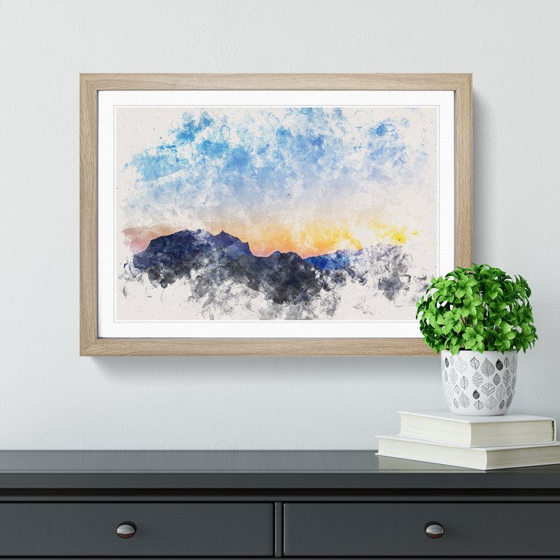 Mountain Range in Spain - Framed Print, 45cm H x 63cm W x 2cm D, Oak Framed