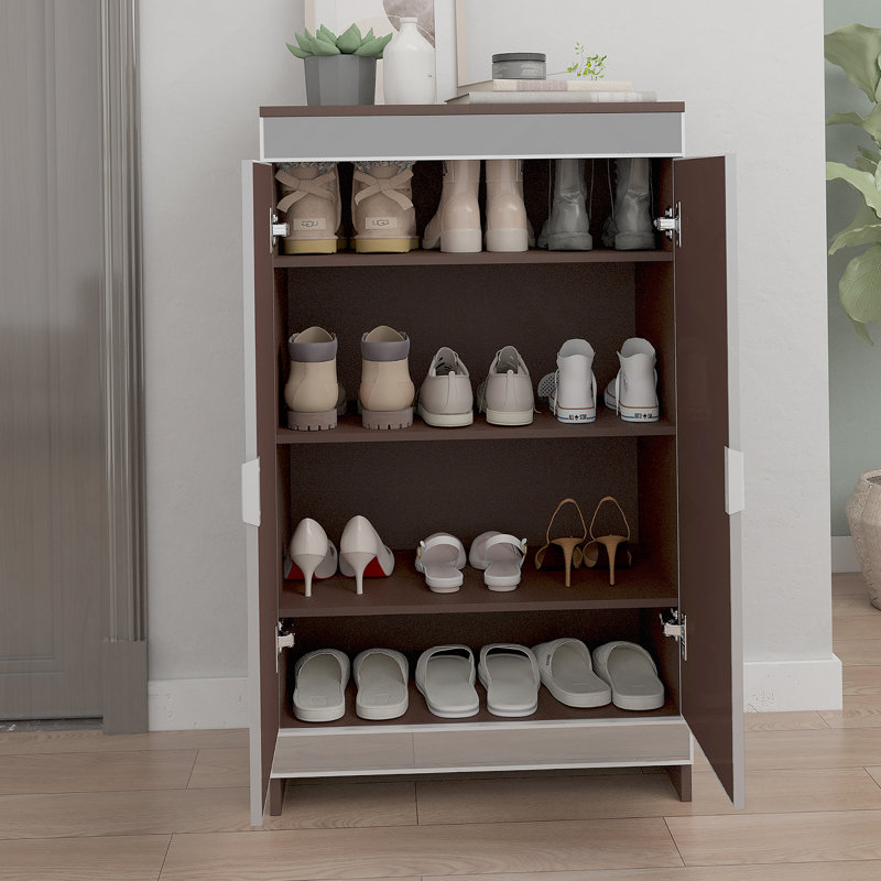 Elegant Decor Mirrored Cabinet, Mirrored Cabinet With Double Door Storage,Shoe Storage Cabinet
