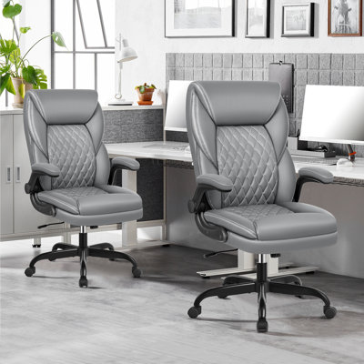 Marama Ergonomic Leather Office Chair with Flip-Up Armrests