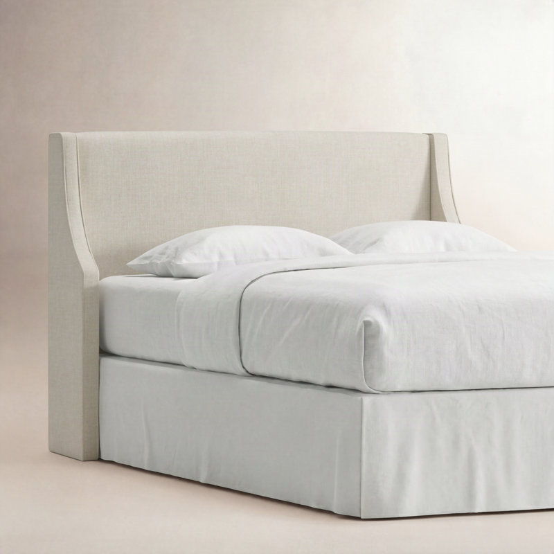 Riane Upholstered Headboard, King, Zuma Rosequartz Textured Linen
