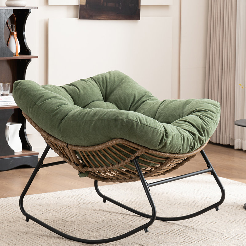 Chaise d'appoint berçante rembourrée Chenille, Vert