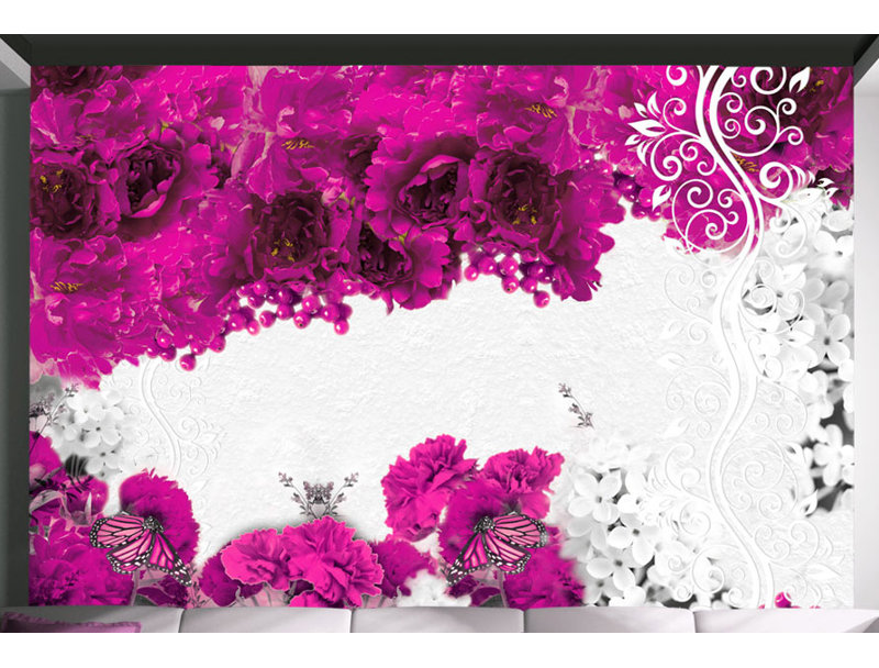 Colours of Spring 2.45m x 350cm Wallpaper, Fuchsia, 280 cm L x 400 cm W