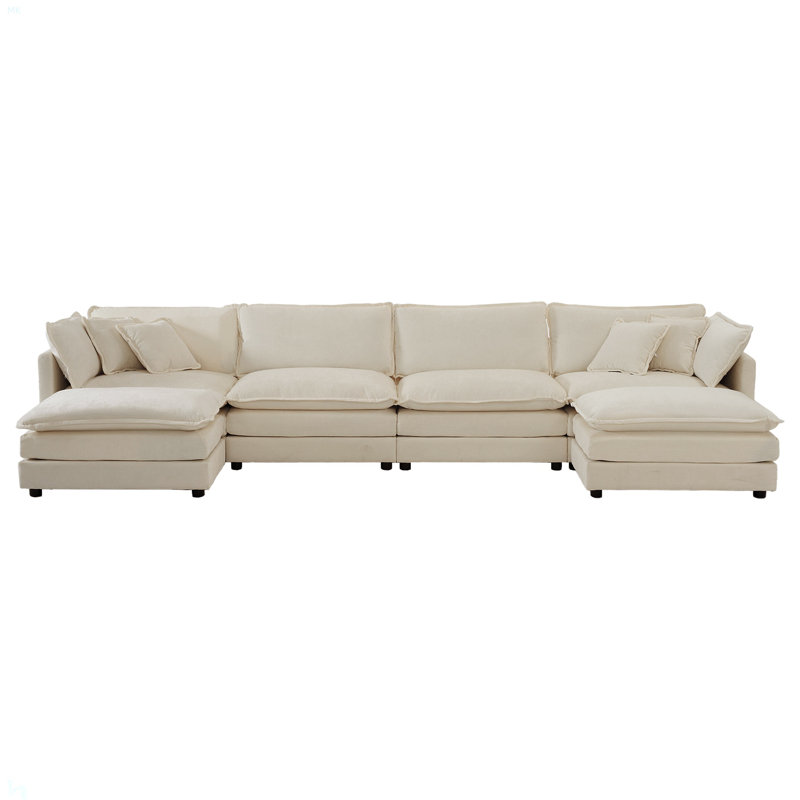 Canapé confortable en forme de U avec méridienne réversible, grand canapé modulaire modulaire en forme de U, repose-pieds double supplémentaire