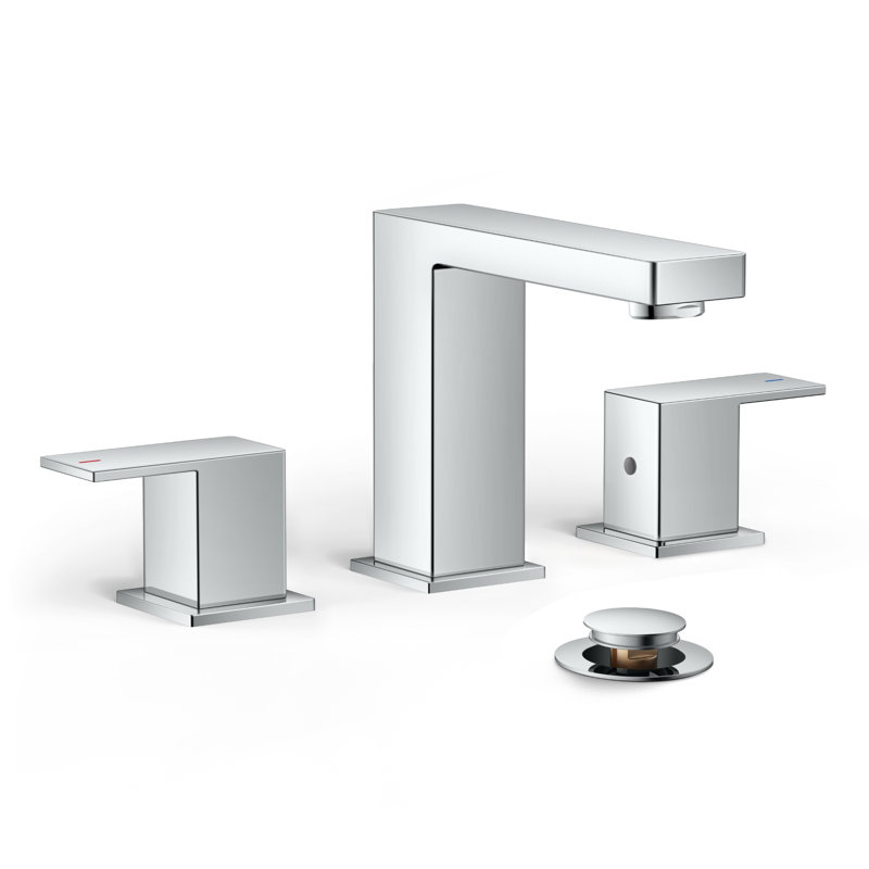 Widespread 2-handle Bathroom Faucet with Drain Assembly, Chrome, 1.8