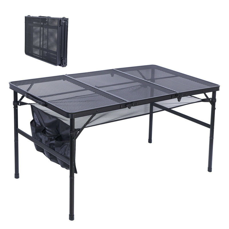 Table de camping en métal Eugonda, L 23,7 po x L 47,3 po x H 24,2 po
