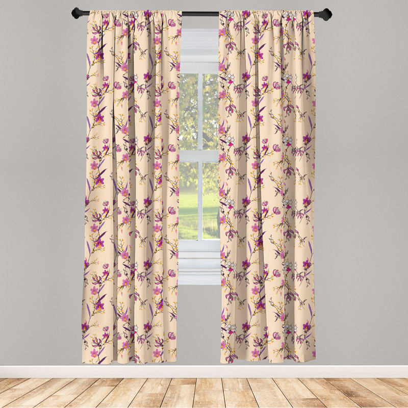 Floral Semi-Sheer Rod Pocket Curtain Panels, 28" x 84"