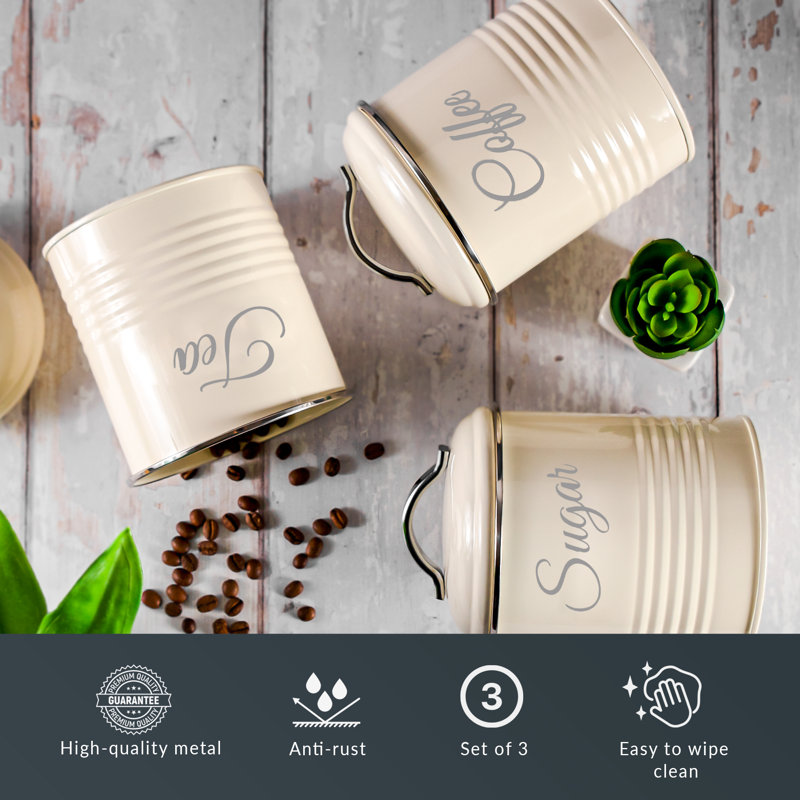 Metal Jar - Set of 3, Cream