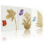 Plantes et fleurs, fleurs dorées et papillons colorés, ensemble de 3 impressions sur toile-24552580