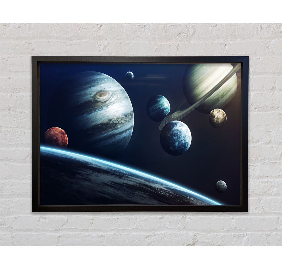 Out In Space Planets - Single Picture Frame Kunstdrucke auf Leinwand