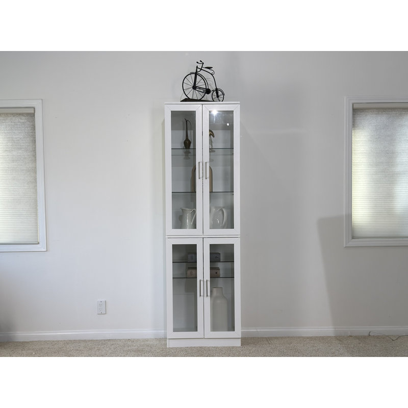 Modular Display Cabinet Top And Bottom, White/Silver