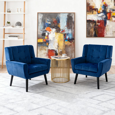 Tufted Upholstered Wide Back Armchair