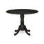 L'ensemble de 3 pièces de table de salle à manger moderne comprend une table ronde en bois avec Dropleaf et 2 chaises Parson rembourrées en tissu bleu, 42 x 42 pouces, noir brossé-1307738558-1307738556-1307738557