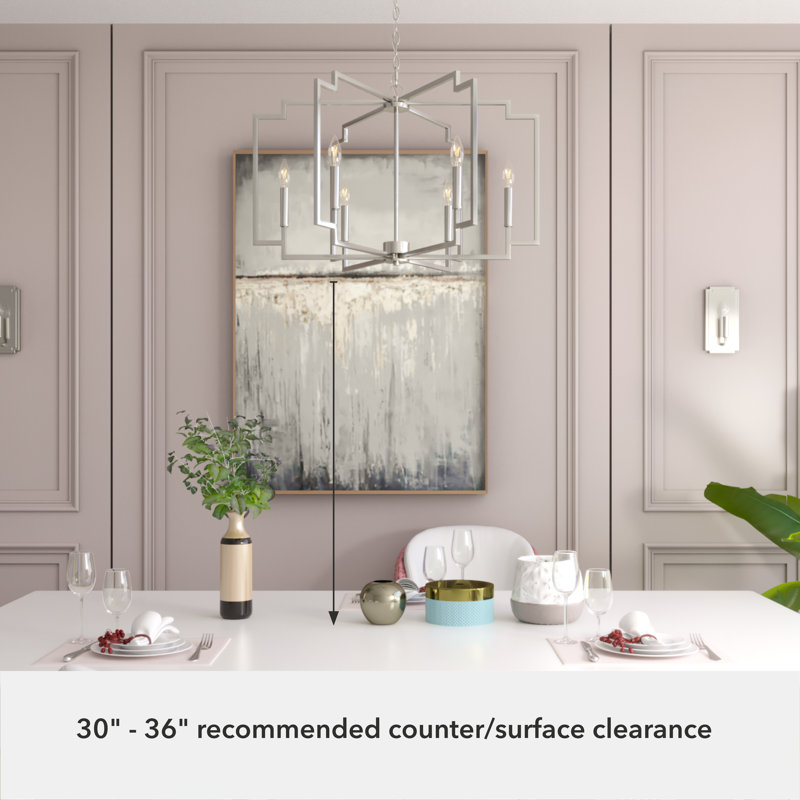 Brushed Nickel Geometric 6-Light Candle Chandelier