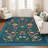 Floral Machine Washable Rug Non-Slip Farmhouse Floor Cover, Stain-Resistant Low Pile Indoor Carpet Mat for Living Room-976011394