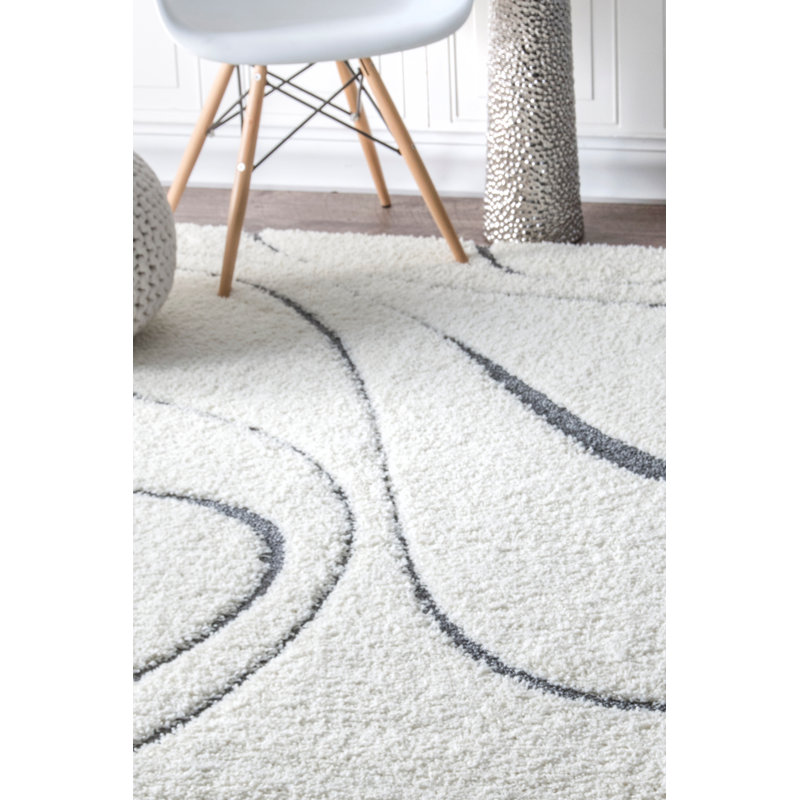 Lantilly Modern Performance Shag Beige Rug, Rectangle 7'10" x 10'