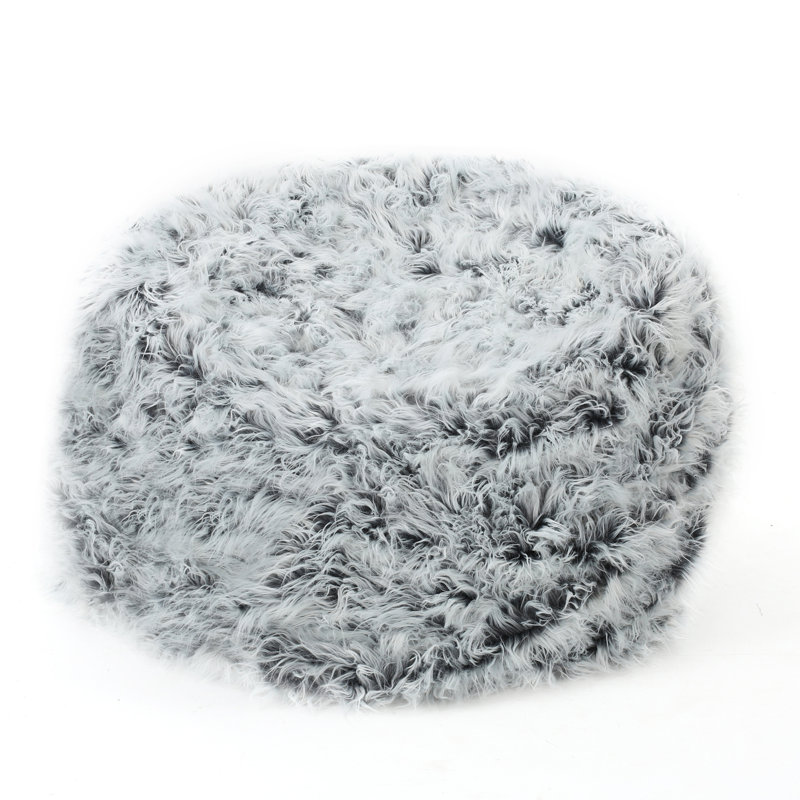 Similifourrure, Gris / fausse fourrure argentée, H 42 po x l 54 po x P 54 po