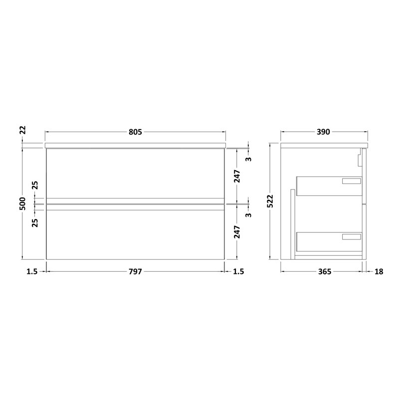 Urban 81cm Single Bathroom Vanity Base Only, Soft Black