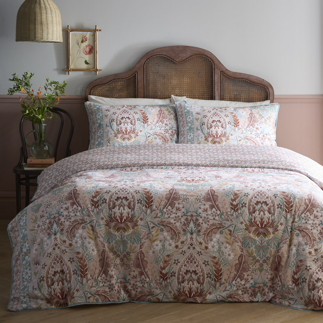 Floral Damask Cotton Floral Duvet Cover Set