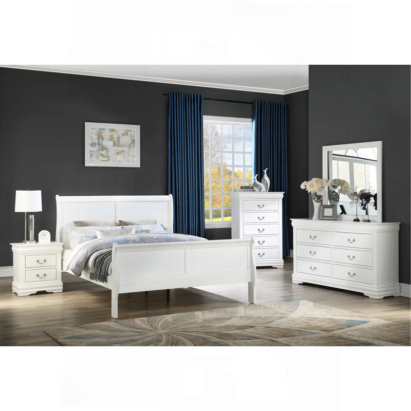 Mobilier de chambre à coucher en bois massif blanc