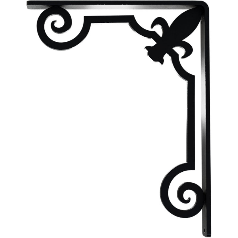 Support en fer forgé Fleur De Lis, H 10 po x l 2 po x P 7,5 po, Noir