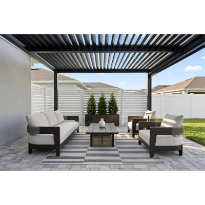  Patio Conversation Sets 6 Pieces Modern Aluminum Olefin Rope 7.87" Thick Removable Cushions and Pillows Outdoor Sectional Sofa Set with Table for Porch Yard Garden