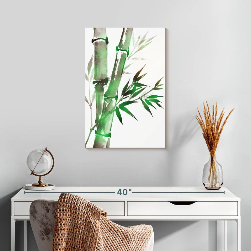 Harnek Green Bamboo Ink Wash, 24" H x 16" W