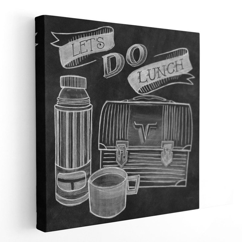 «Lets Do lunch Chalk Black and White», reproduction d'art sur toile, H 12 po x l 12 po