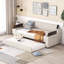 Lit de jour simple rembourré avec accoudoirs de rangement, gigogne et design USB, beige