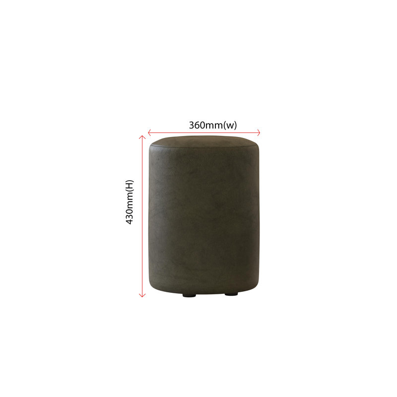 Manufactured Wood Accent Stool, Italian Leather, Olive Green