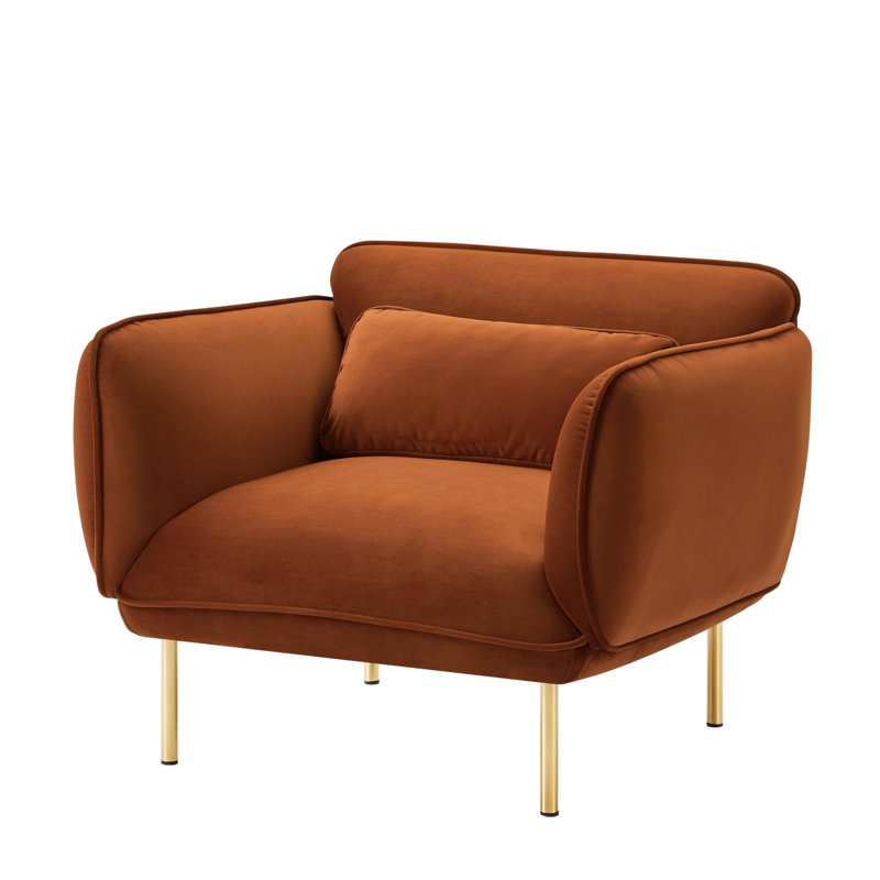 Dru Living Room Accent Velveta Armchair Upholstered-Single Sofa Chair, Comfy Fabric Armchair With Metal Leg For Bedroom Living Room Apartment