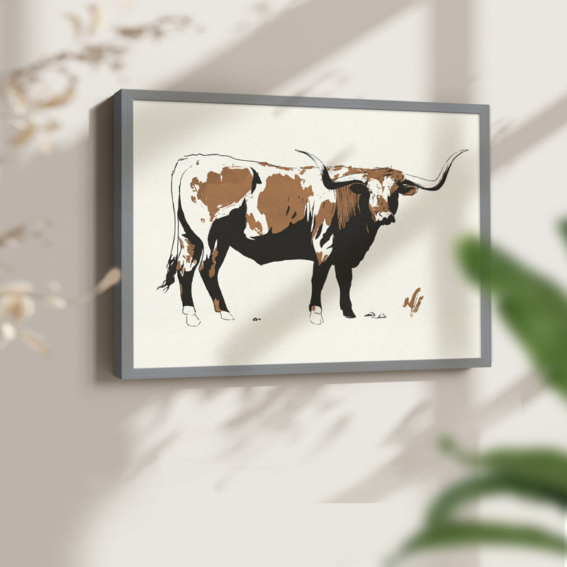Terre Cotta Steer I - reproduction encadrée - réarmable, H 22 po x l 28 po, Gris