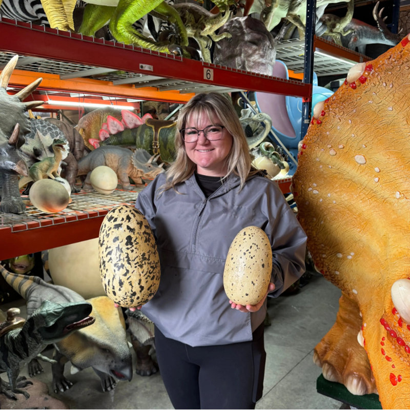 Small Theropod Dinosaur Egg Life Size Statue