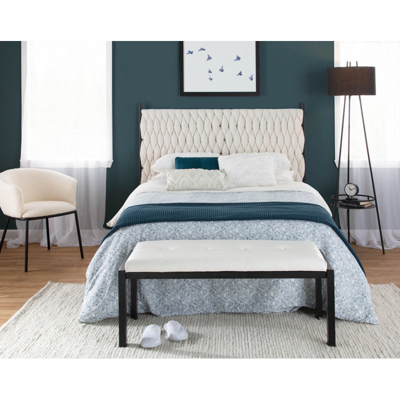Russek Upholstered Headboard, Cream Sherpa