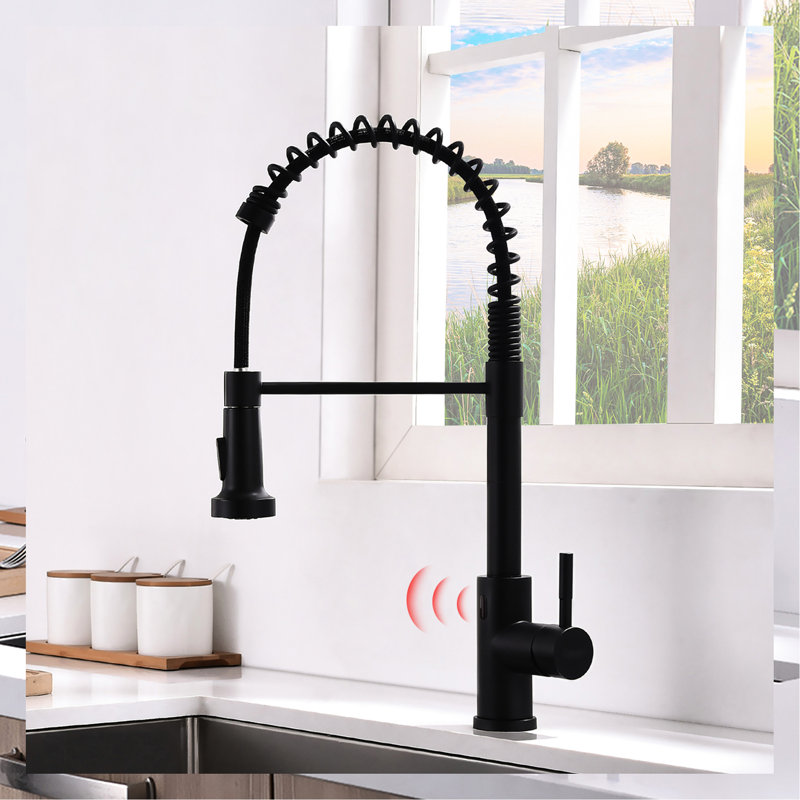 Robinet de cuisine sans contact - automatique Smart, mains, noir, remplissage en céramique, laiton, design intelligent automatique, élégant