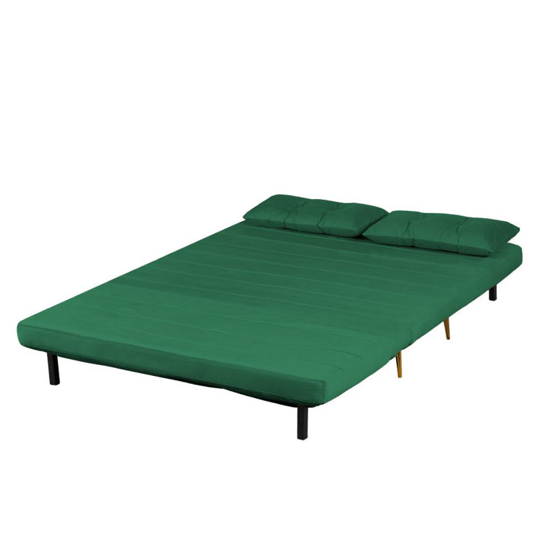 Guille 2 Seater Sofa Bed, Green Velvet, 79cm H x 146cm W x 81cm D