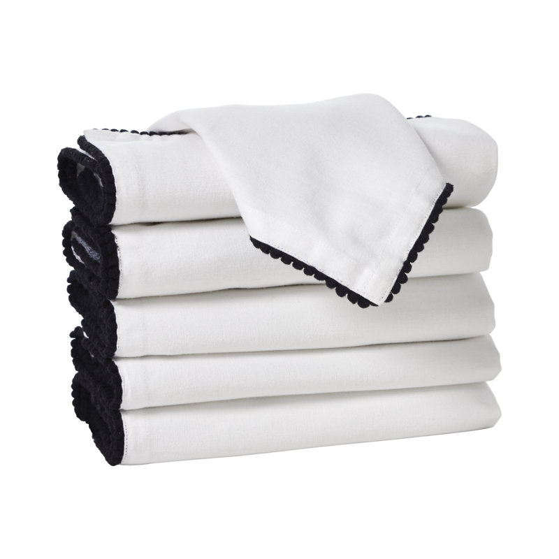 100% Cotton Solid Colour Varied Napkin, White & Black